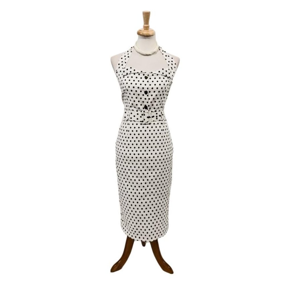 Collectif Wanda Polka Dot Pencil Dress - Picture 4 of 5